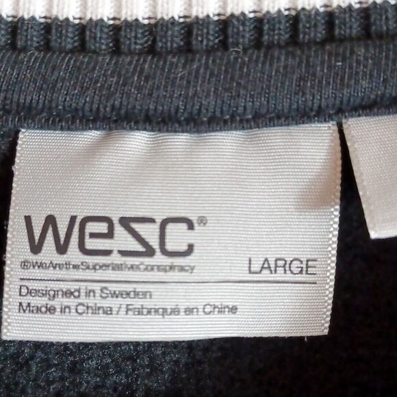 WESC Sz L Varsity Jacket Black Fox Print Button-Up Bomber Streetwear Skate Prep - Picture 9 of 11